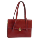 Christian Dior Hand Bag Leather Gold Red Auth 148235-1