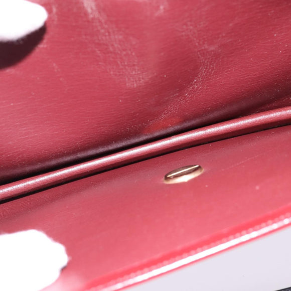 Christian Dior Hand Bag Leather Gold Red Auth 148235