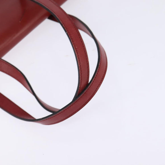 Christian Dior Hand Bag Leather Gold Red Auth 148235