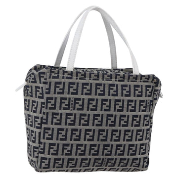 FENDI Zucchino Canvas Hand Bag Navy Auth 148236