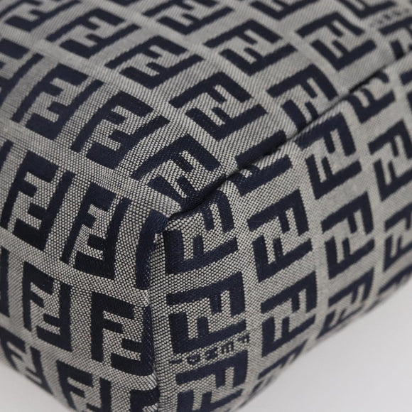 FENDI Zucchino Canvas Hand Bag Navy Auth 148236