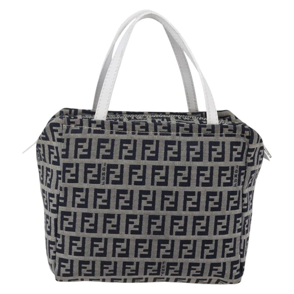 FENDI Zucchino Canvas Hand Bag Navy Auth 148236