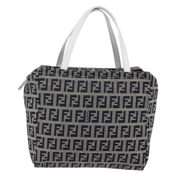 FENDI Zucchino Canvas Hand Bag Navy Auth 148236