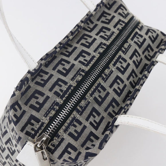 FENDI Zucchino Canvas Hand Bag Navy Auth 148236