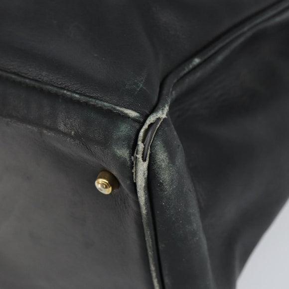 GUCCI Bamboo Hand Bag Leather Black Gold 002 2855 0322 0 Auth 148238