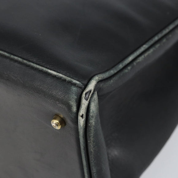 GUCCI Bamboo Hand Bag Leather Black Gold 002 2855 0322 0 Auth 148238