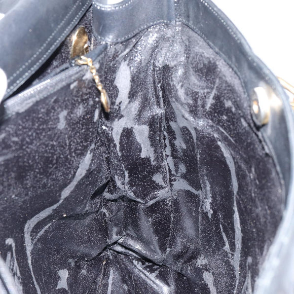 GUCCI Bamboo Hand Bag Leather Black Gold 002 2855 0322 0 Auth 148238