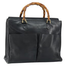 GUCCI Bamboo Hand Bag Leather Black Gold 002 2855 0322 0 Auth 148238-1