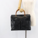 GUCCI Bamboo Hand Bag Leather Black Gold 002 2855 0322 0 Auth 148238-25