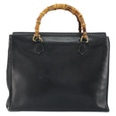 GUCCI Bamboo Hand Bag Leather Black Gold 002 2855 0322 0 Auth 148238-2