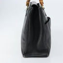 GUCCI Bamboo Hand Bag Leather Black Gold 002 2855 0322 0 Auth 148238-3
