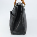 GUCCI Bamboo Hand Bag Leather Black Gold 002 2855 0322 0 Auth 148238-4