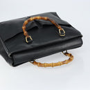 GUCCI Bamboo Hand Bag Leather Black Gold 002 2855 0322 0 Auth 148238-6