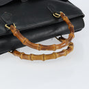 GUCCI Bamboo Hand Bag Leather Black Gold 002 2855 0322 0 Auth 148238-7