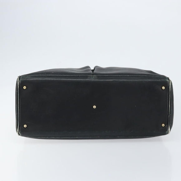 GUCCI Bamboo Hand Bag Leather Black Gold 002 2855 0322 0 Auth 148238