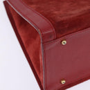 GUCCI Bamboo Hand Bag Leather Suede Red Gold 002 0260 2615 Auth 148239-9