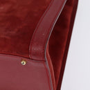 GUCCI Bamboo Hand Bag Leather Suede Red Gold 002 0260 2615 Auth 148239-14