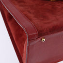 GUCCI Bamboo Hand Bag Leather Suede Red Gold 002 0260 2615 Auth 148239-15