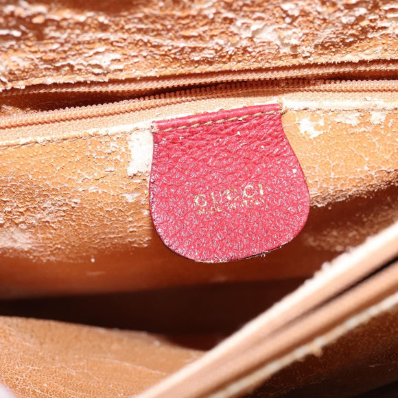 GUCCI Bamboo Hand Bag Leather Suede Red Gold 002 0260 2615 Auth 148239