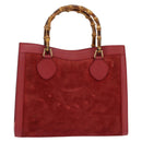 GUCCI Bamboo Hand Bag Leather Suede Red Gold 002 0260 2615 Auth 148239-13