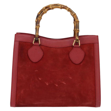 GUCCI Bamboo Hand Bag Leather Suede Red Gold 002 0260 2615 Auth 148239 - 0