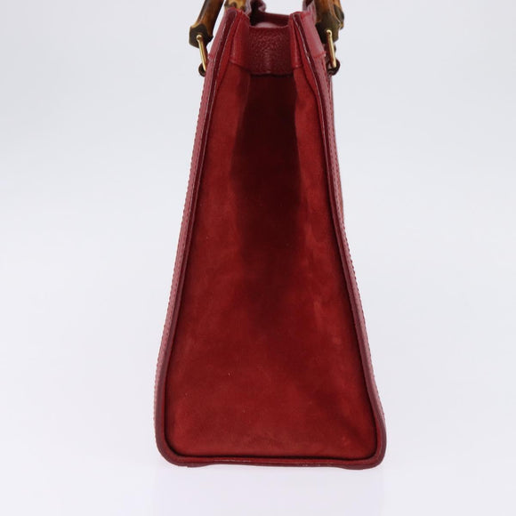 GUCCI Bamboo Hand Bag Leather Suede Red Gold 002 0260 2615 Auth 148239