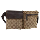 GUCCI GG Canvas Waist bag Beige Silver 28566 Auth 148242-1