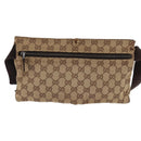 GUCCI GG Canvas Waist bag Beige Silver 28566 Auth 148242-2