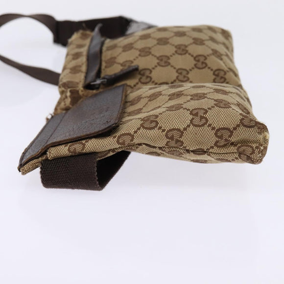 GUCCI GG Canvas Waist bag Beige Silver 28566 Auth 148242