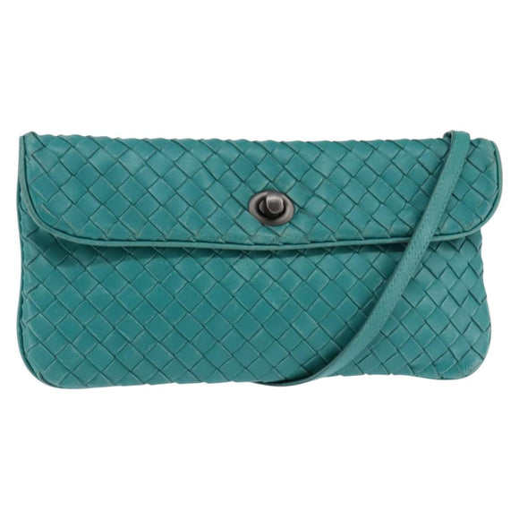 BOTTEGA VENETA INTRECCIATO Bag Leather Turquoise Blue 255549 Auth 148243