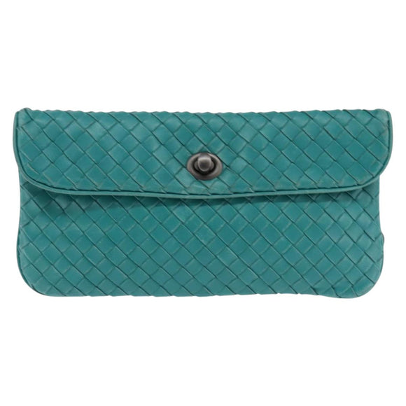 BOTTEGA VENETA INTRECCIATO Bag Leather Turquoise Blue 255549 Auth 148243