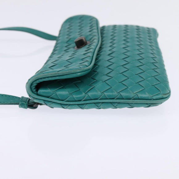 BOTTEGA VENETA INTRECCIATO Bag Leather Turquoise Blue 255549 Auth 148243
