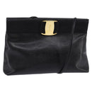 Salvatore Ferragamo Vala Shoulder Bag Leather Black Gold Auth 148245-1