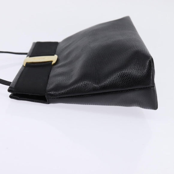 Salvatore Ferragamo Vala Shoulder Bag Leather Black Gold Auth 148245