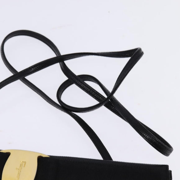 Salvatore Ferragamo Vala Shoulder Bag Leather Black Gold Auth 148245