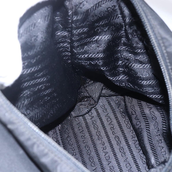 PRADA Shoulder Bag Nylon Black Silver Auth 148246