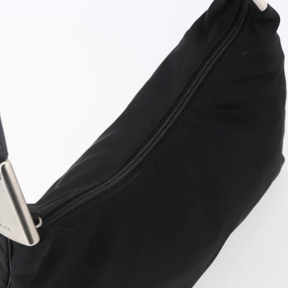 PRADA Shoulder Bag Nylon Black Silver Auth 148246