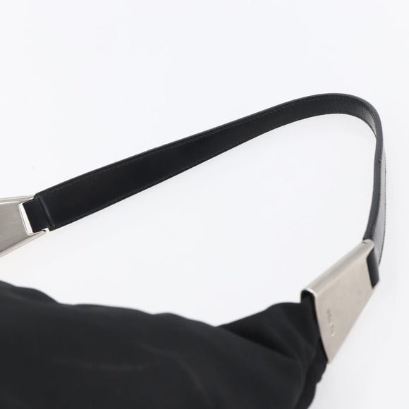 PRADA Shoulder Bag Nylon Black Silver Auth 148246