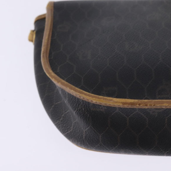 Christian Dior Honeycomb Canvas Shoulder Bag PVC Black Auth 148247