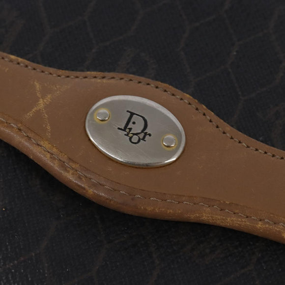 Christian Dior Honeycomb Canvas Shoulder Bag PVC Black Auth 148247