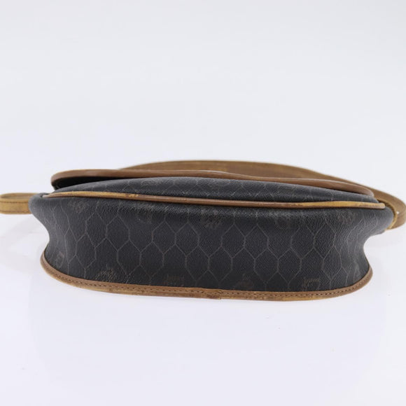 Christian Dior Honeycomb Canvas Shoulder Bag PVC Black Auth 148247