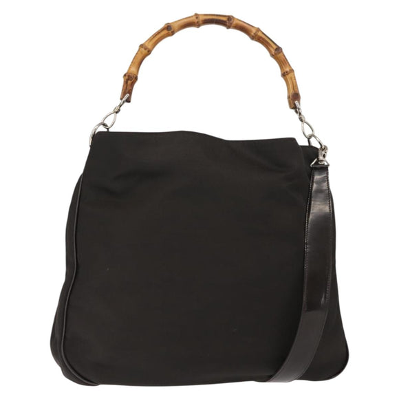 GUCCI Bamboo Shoulder Bag Nylon 2way Brown 001 3444 1577 Auth 148249