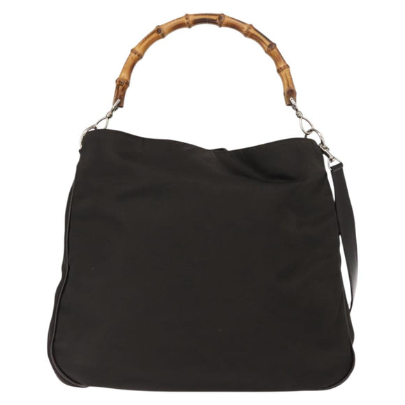 GUCCI Bamboo Shoulder Bag Nylon 2way Brown 001 3444 1577 Auth 148249