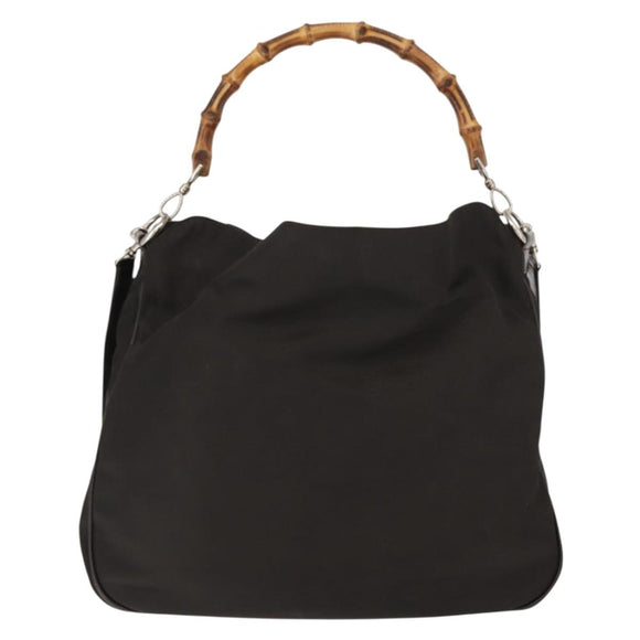 GUCCI Bamboo Shoulder Bag Nylon 2way Brown 001 3444 1577 Auth 148249