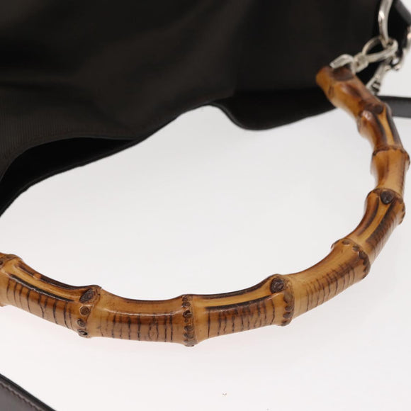 GUCCI Bamboo Shoulder Bag Nylon 2way Brown 001 3444 1577 Auth 148249