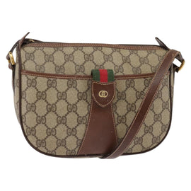 GUCCI GG Supreme Web Sherry Line Bag PVC Beige 001 754 6177 4021 Auth 148251