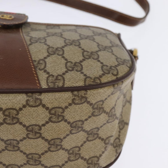 GUCCI GG Supreme Web Sherry Line Bag PVC Beige 001 754 6177 4021 Auth 148251