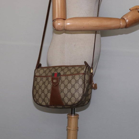 GUCCI GG Supreme Web Sherry Line Bag PVC Beige 001 754 6177 4021 Auth 148251