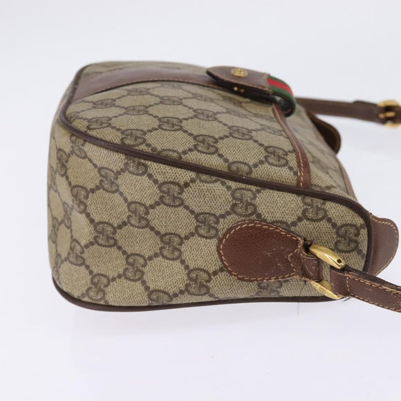 GUCCI GG Supreme Web Sherry Line Bag PVC Beige 001 754 6177 4021 Auth 148251