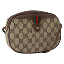 GUCCI GG Supreme Web Sherry Line Bag PVC Beige 007 58 6112 4023 Auth 148252-1